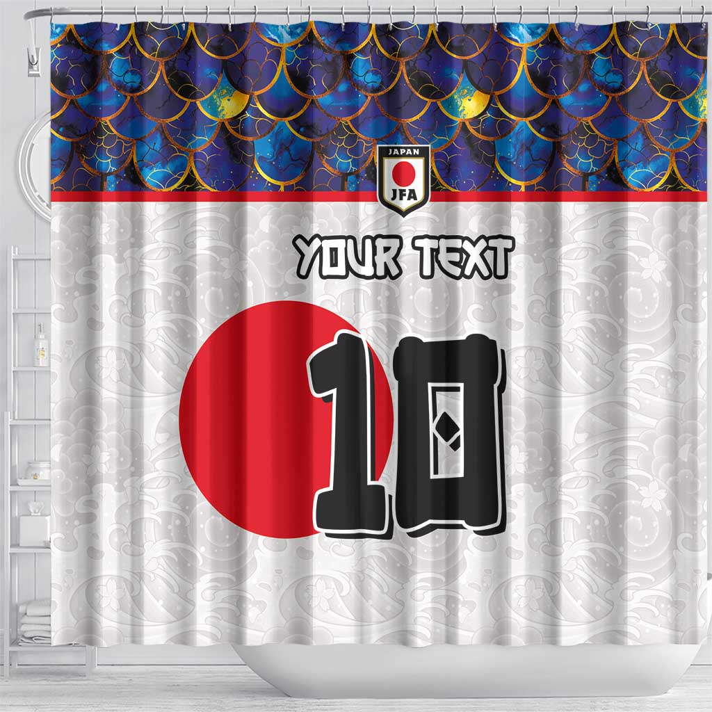 Custom Japan Football Shower Curtain Seigaiha and Sun