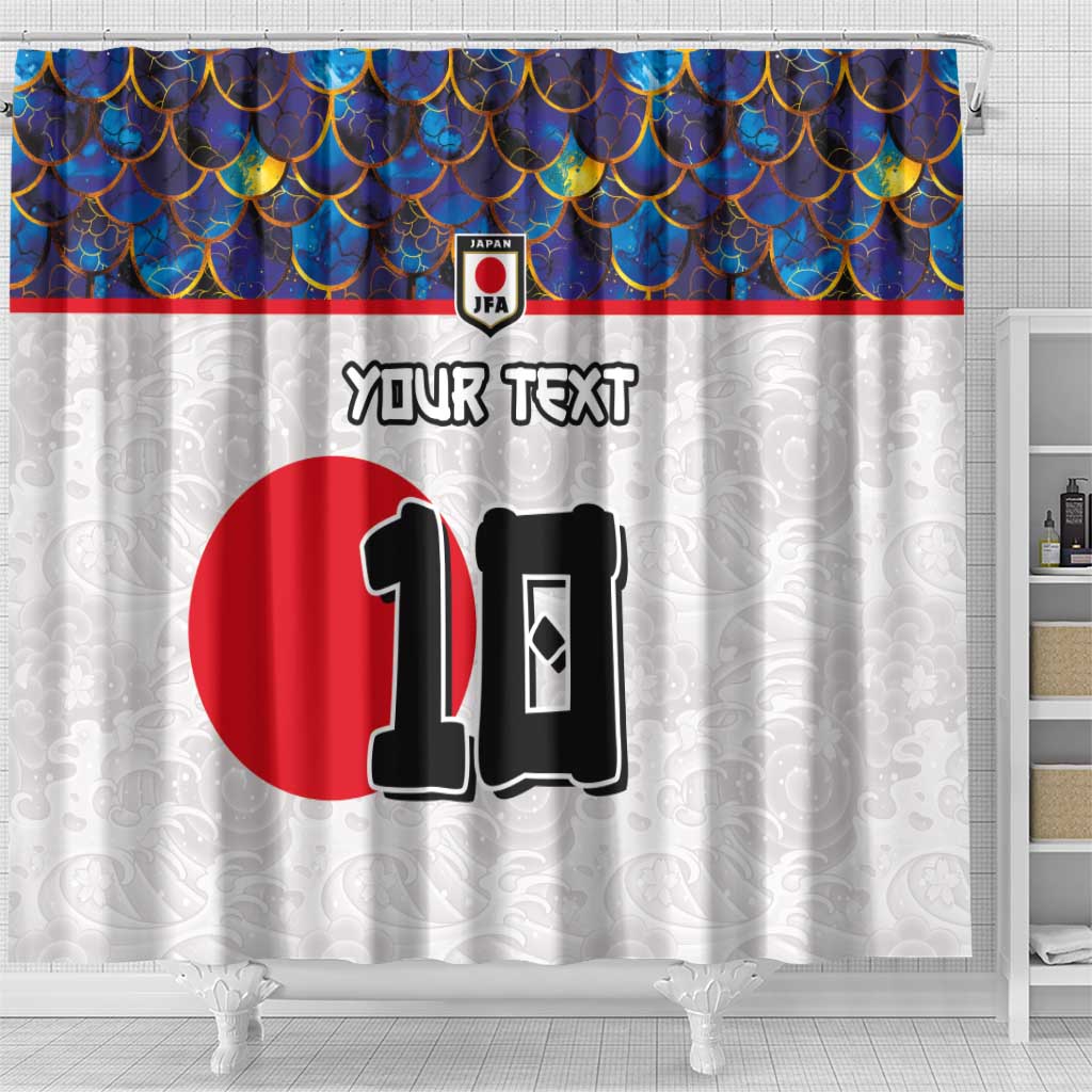 Custom Japan Football Shower Curtain Seigaiha and Sun