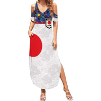 Custom Japan Football Summer Maxi Dress Seigaiha and Sun