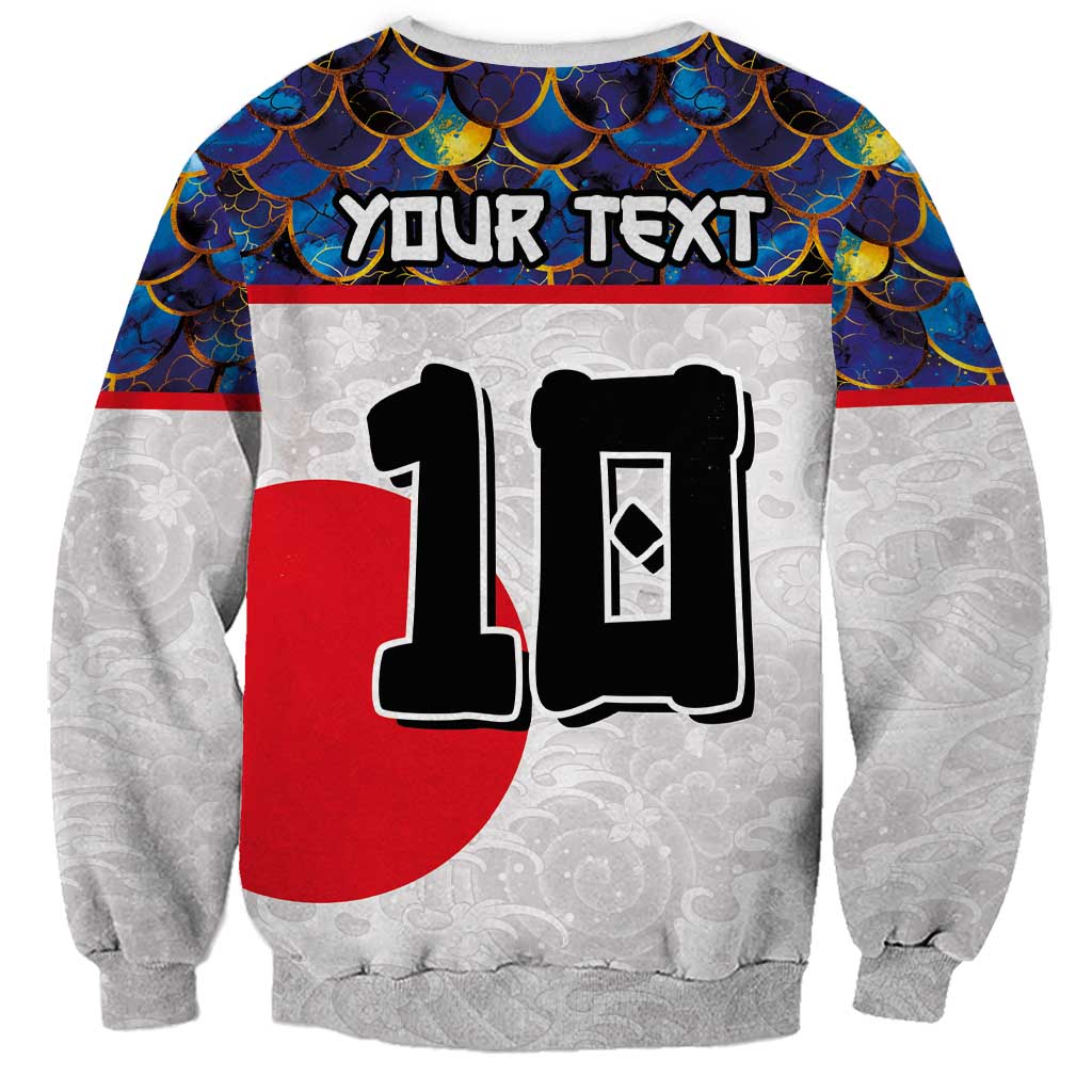 Custom Japan Football Sweatshirt Seigaiha and Sun
