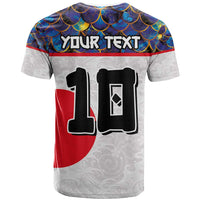 Custom Japan Football T Shirt Seigaiha and Sun