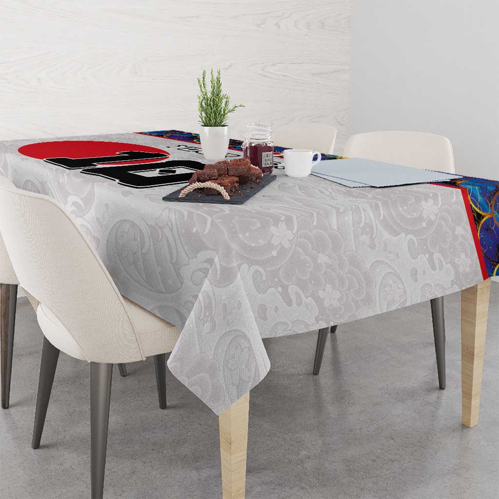 Custom Japan Football Tablecloth Seigaiha and Sun