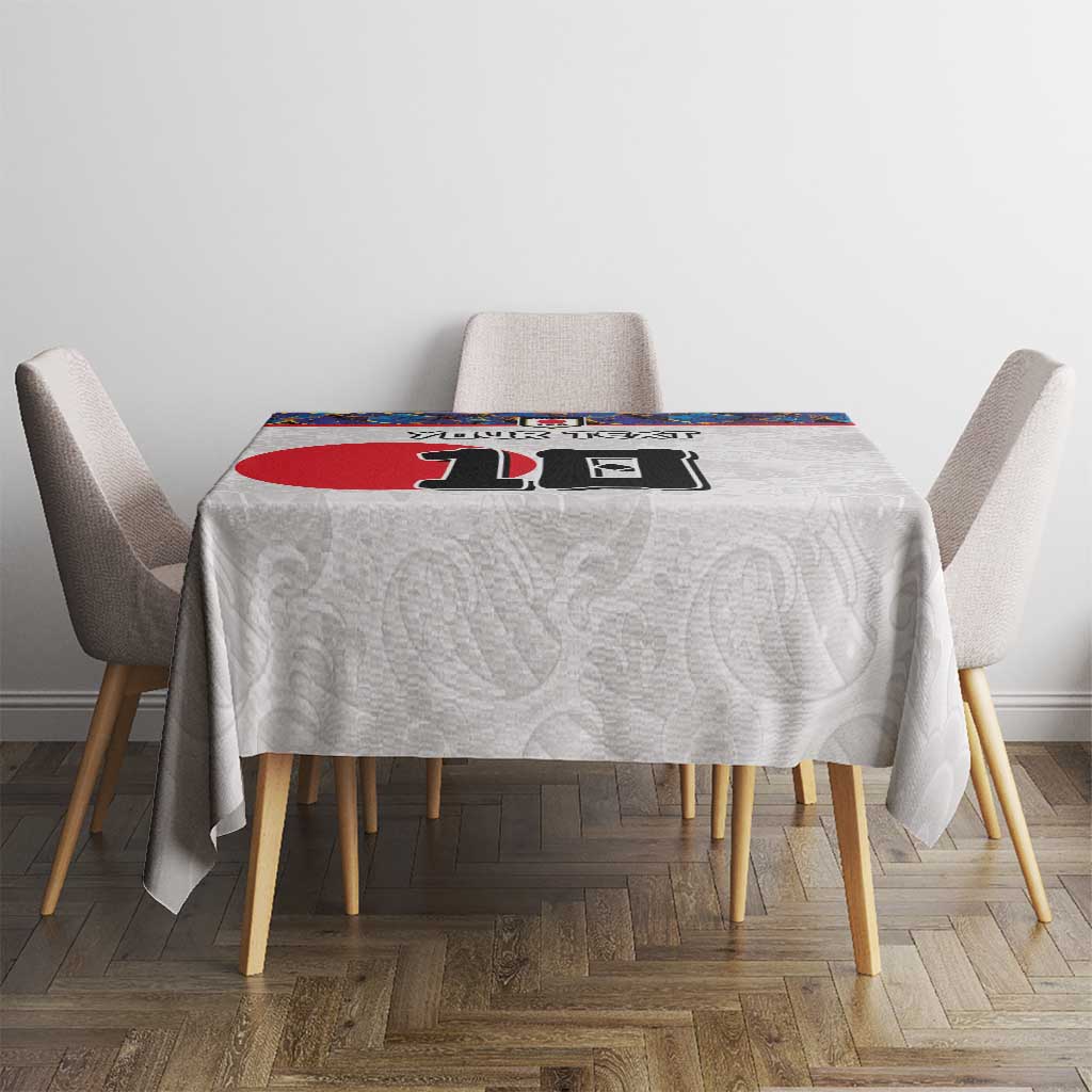 Custom Japan Football Tablecloth Seigaiha and Sun