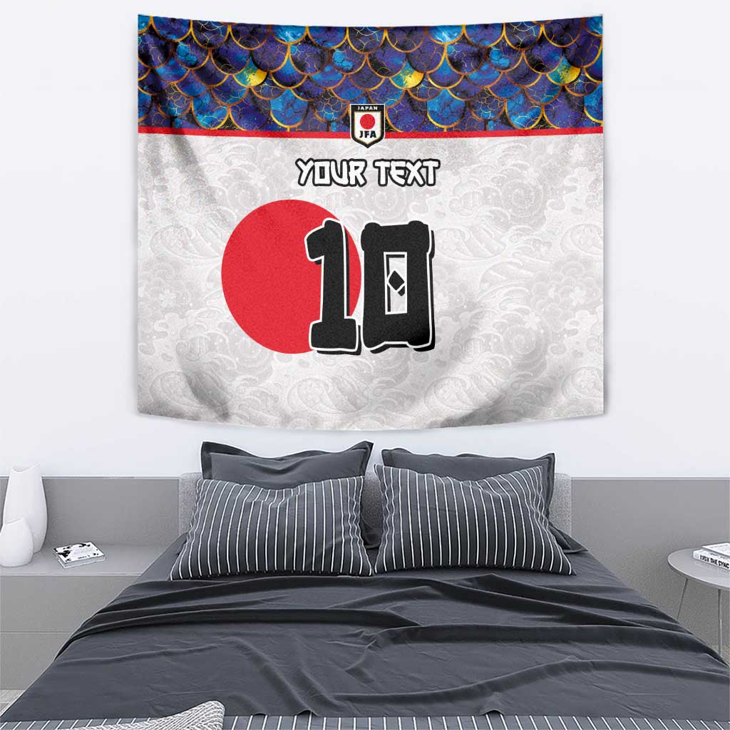 Custom Japan Football Tapestry Seigaiha and Sun