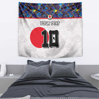 Custom Japan Football Tapestry Seigaiha and Sun