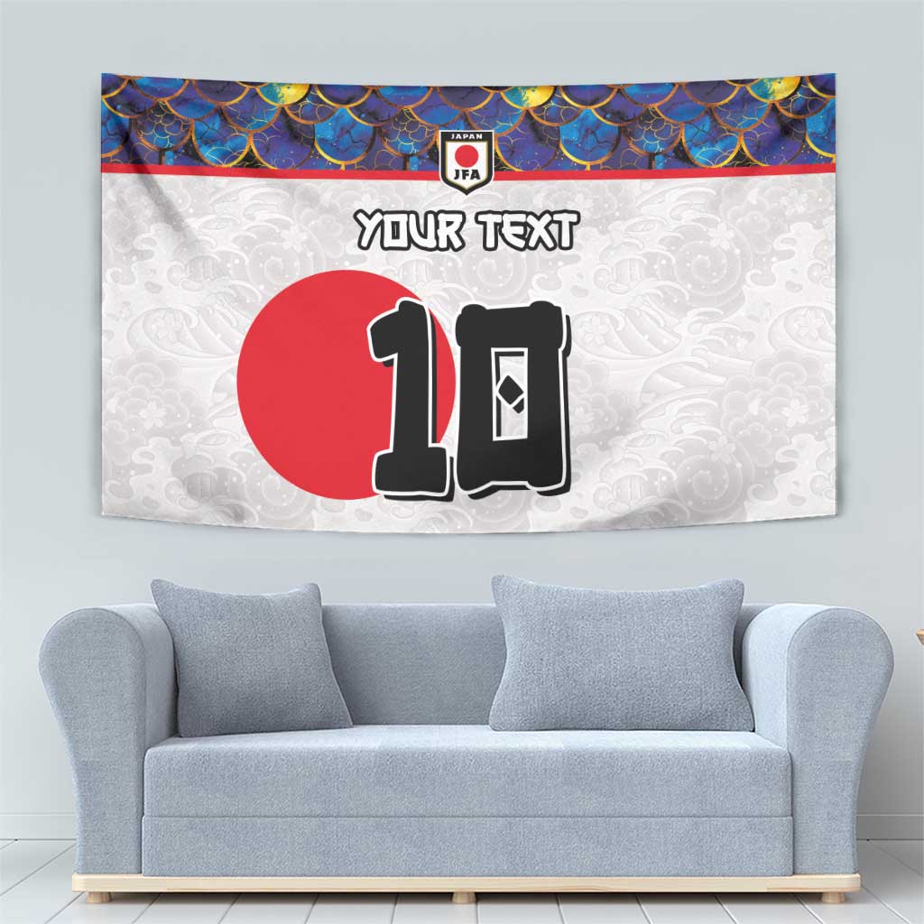 Custom Japan Football Tapestry Seigaiha and Sun