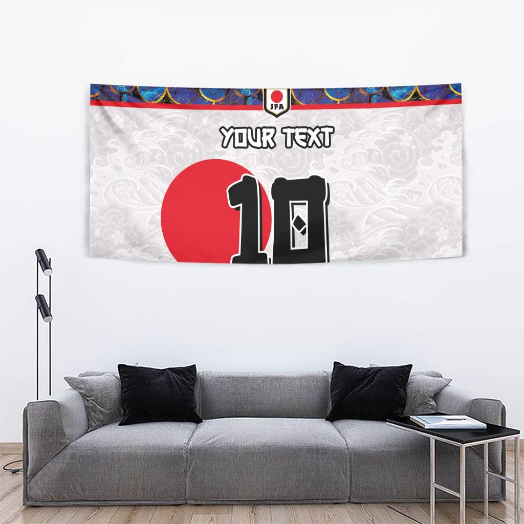 Custom Japan Football Tapestry Seigaiha and Sun