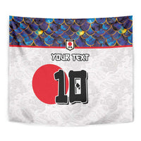 Custom Japan Football Tapestry Seigaiha and Sun