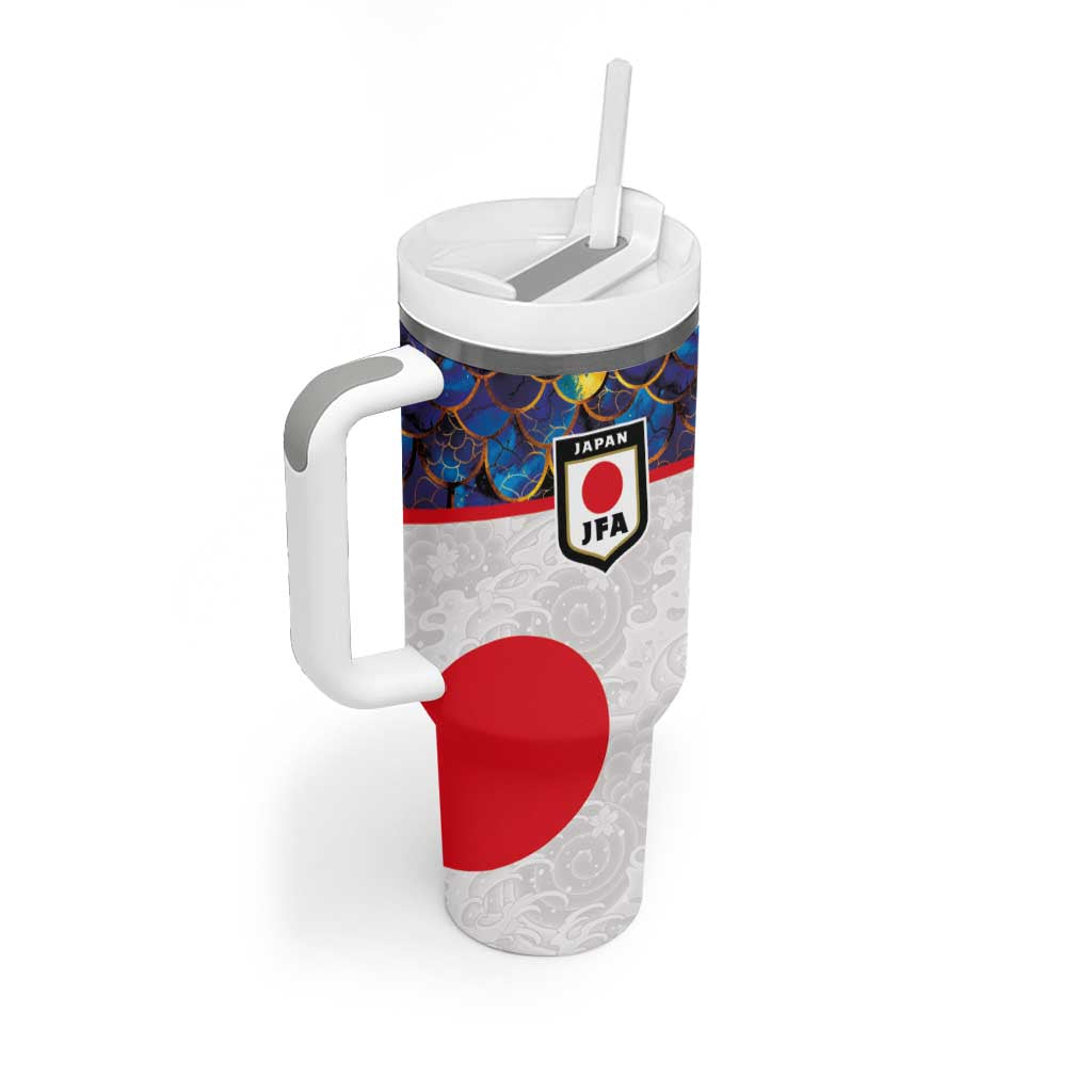 Custom Japan Football Tumbler With Handle Seigaiha and Sun