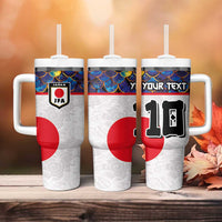 Custom Japan Football Tumbler With Handle Seigaiha and Sun