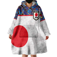Custom Japan Football Wearable Blanket Hoodie Seigaiha and Sun