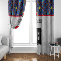 Custom Japan Football Window Curtain Seigaiha and Sun