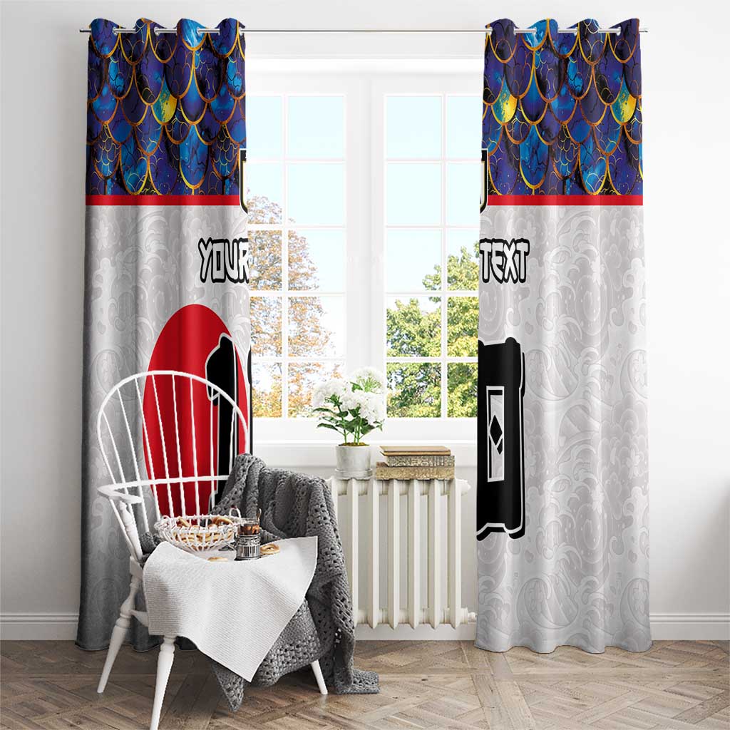 Custom Japan Football Window Curtain Seigaiha and Sun