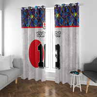 Custom Japan Football Window Curtain Seigaiha and Sun