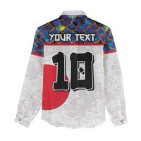 Custom Japan Football Women Casual Shirt Seigaiha and Sun