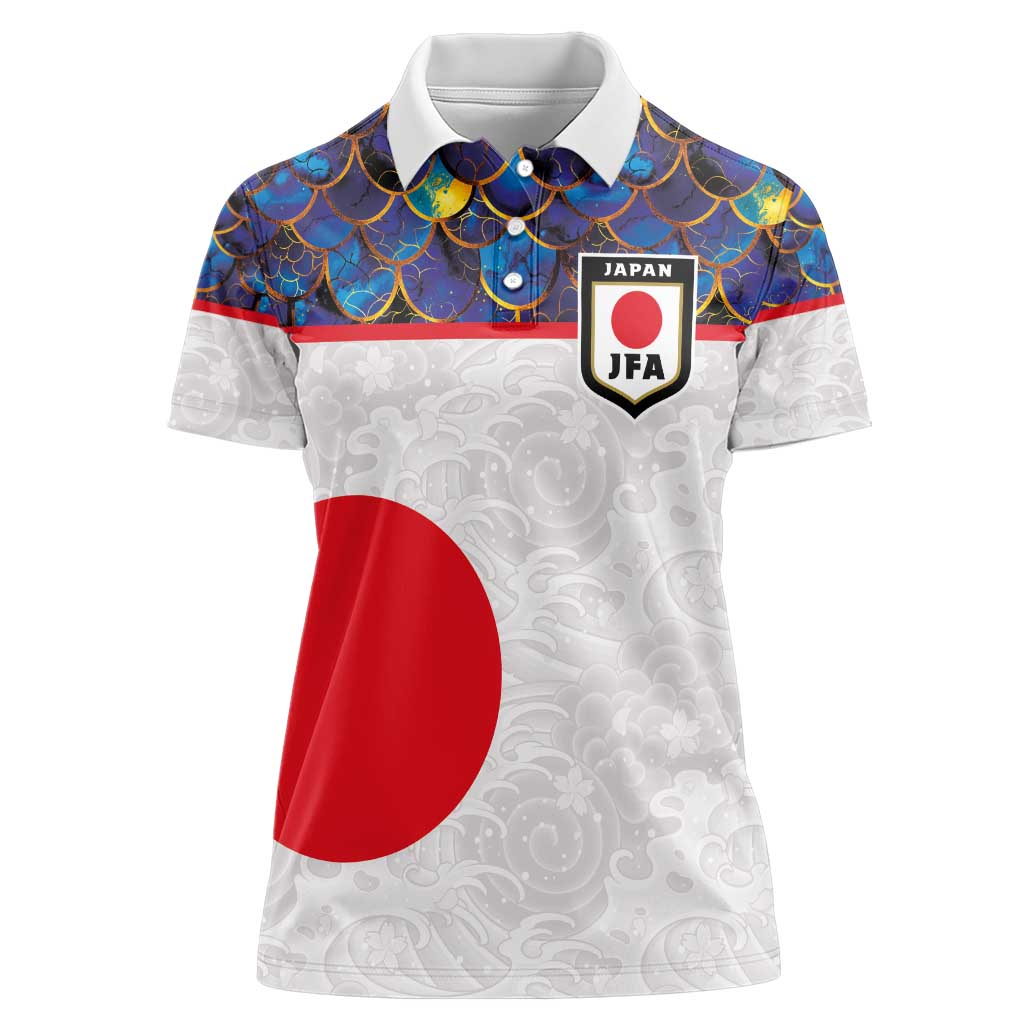 Custom Japan Football Women Polo Shirt Seigaiha and Sun