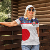Custom Japan Football Women Polo Shirt Seigaiha and Sun