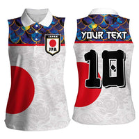 Custom Japan Football Women Sleeveless Polo Shirt Seigaiha and Sun