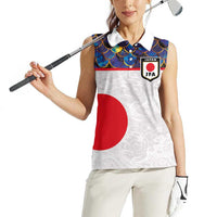 Custom Japan Football Women Sleeveless Polo Shirt Seigaiha and Sun