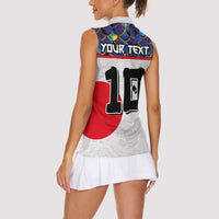 Custom Japan Football Women Sleeveless Polo Shirt Seigaiha and Sun