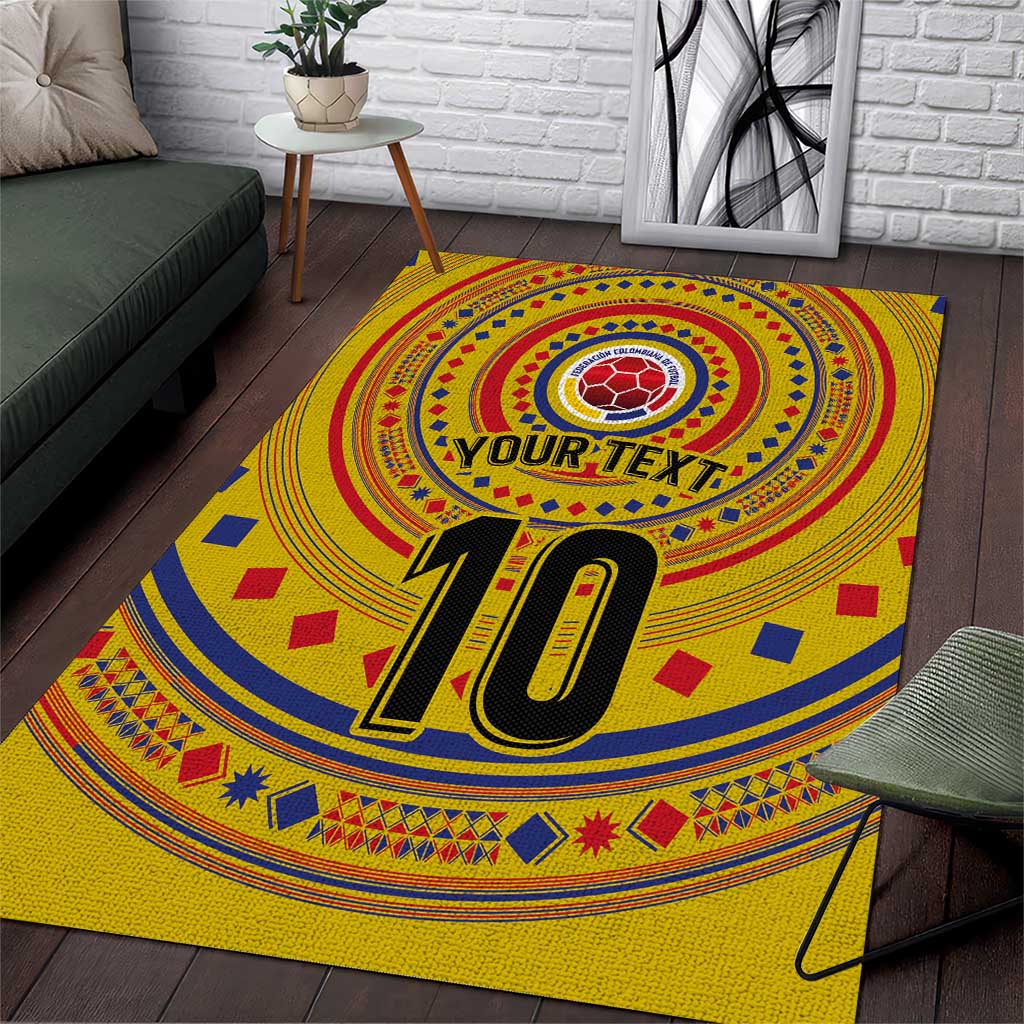 Custom Colombia Football Area Rug Sporty Vueltiao Hat