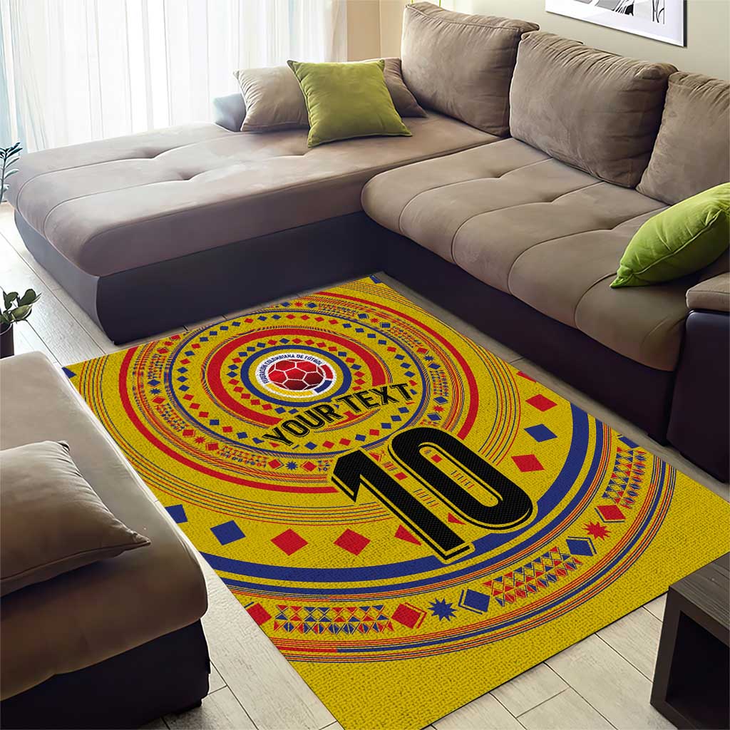 Custom Colombia Football Area Rug Sporty Vueltiao Hat
