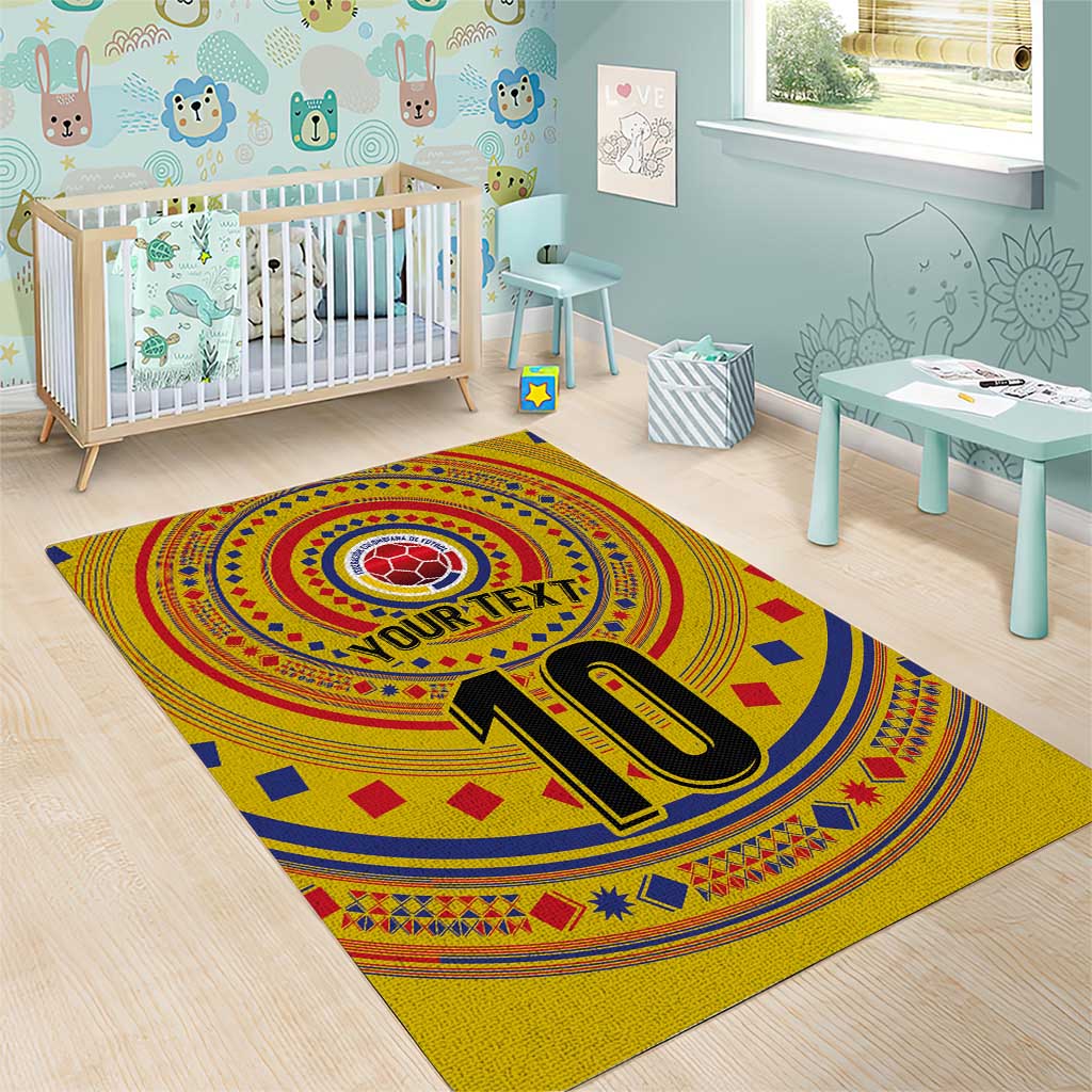 Custom Colombia Football Area Rug Sporty Vueltiao Hat