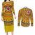 Custom Colombia Football Couples Matching Long Sleeve Bodycon Dress and Long Sleeve Button Shirt Sporty Vueltiao Hat