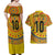 Custom Colombia Football Couples Matching Off Shoulder Maxi Dress and Hawaiian Shirt Sporty Vueltiao Hat
