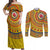Custom Colombia Football Couples Matching Off Shoulder Maxi Dress and Long Sleeve Button Shirt Sporty Vueltiao Hat