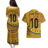 Custom Colombia Football Couples Matching Puletasi and Hawaiian Shirt Sporty Vueltiao Hat