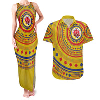 Custom Colombia Football Couples Matching Tank Maxi Dress and Hawaiian Shirt Sporty Vueltiao Hat
