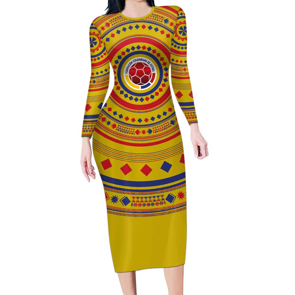Custom Colombia Football Family Matching Long Sleeve Bodycon Dress and Hawaiian Shirt Sporty Vueltiao Hat