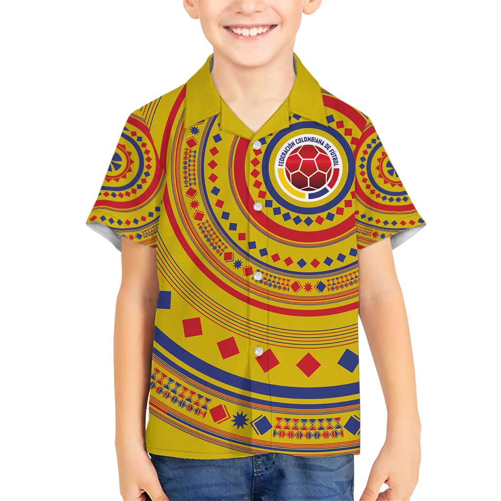 Custom Colombia Football Family Matching Long Sleeve Bodycon Dress and Hawaiian Shirt Sporty Vueltiao Hat