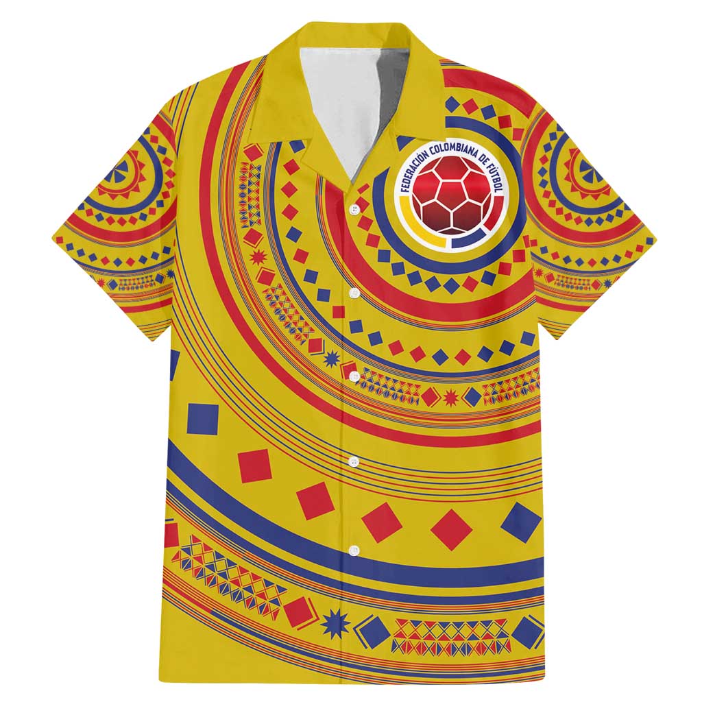 Custom Colombia Football Family Matching Mermaid Dress and Hawaiian Shirt Sporty Vueltiao Hat