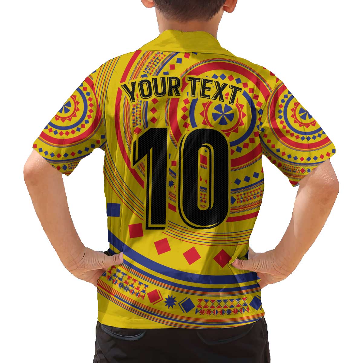 Custom Colombia Football Family Matching Off The Shoulder Long Sleeve Dress and Hawaiian Shirt Sporty Vueltiao Hat