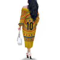 Custom Colombia Football Family Matching Off The Shoulder Long Sleeve Dress and Hawaiian Shirt Sporty Vueltiao Hat