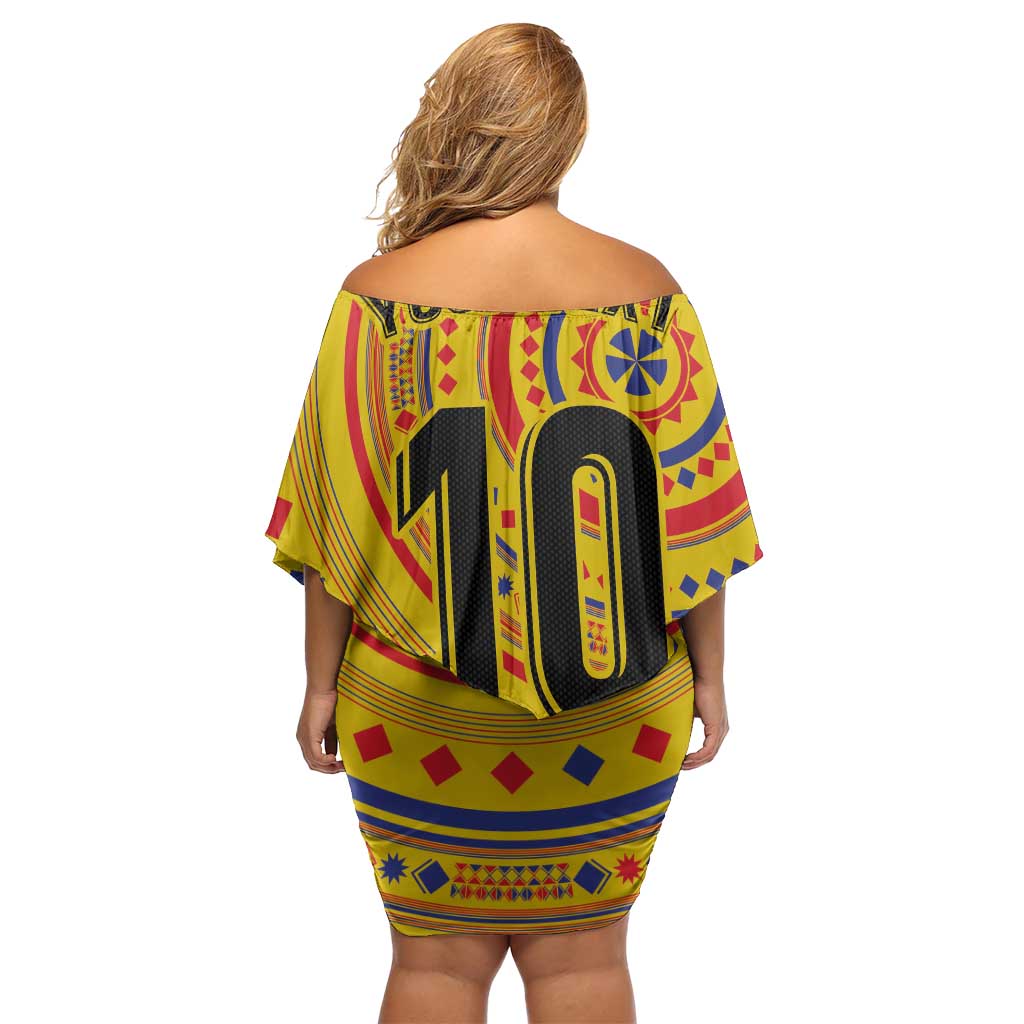 Custom Colombia Football Family Matching Off Shoulder Short Dress and Hawaiian Shirt Sporty Vueltiao Hat
