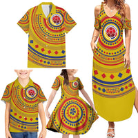 Custom Colombia Football Family Matching Summer Maxi Dress and Hawaiian Shirt Sporty Vueltiao Hat