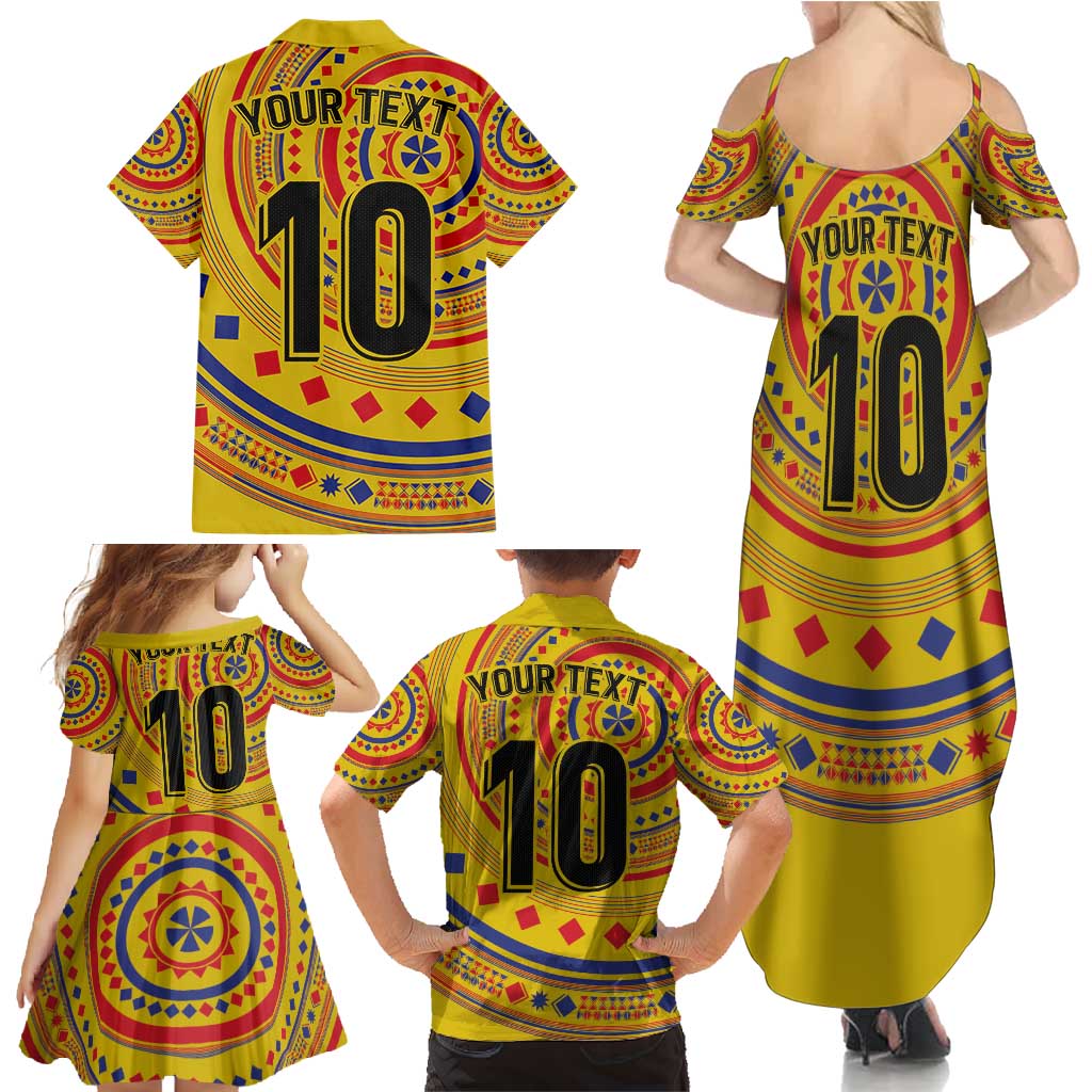Custom Colombia Football Family Matching Summer Maxi Dress and Hawaiian Shirt Sporty Vueltiao Hat