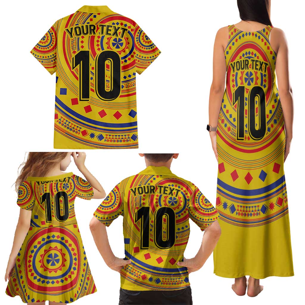 Custom Colombia Football Family Matching Tank Maxi Dress and Hawaiian Shirt Sporty Vueltiao Hat