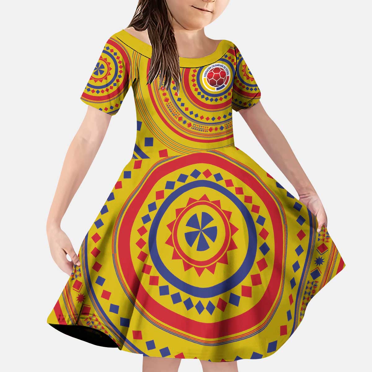 Custom Colombia Football Kid Short Sleeve Dress Sporty Vueltiao Hat