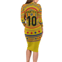 Custom Colombia Football Long Sleeve Bodycon Dress Sporty Vueltiao Hat