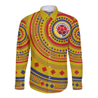 Custom Colombia Football Long Sleeve Button Shirt Sporty Vueltiao Hat