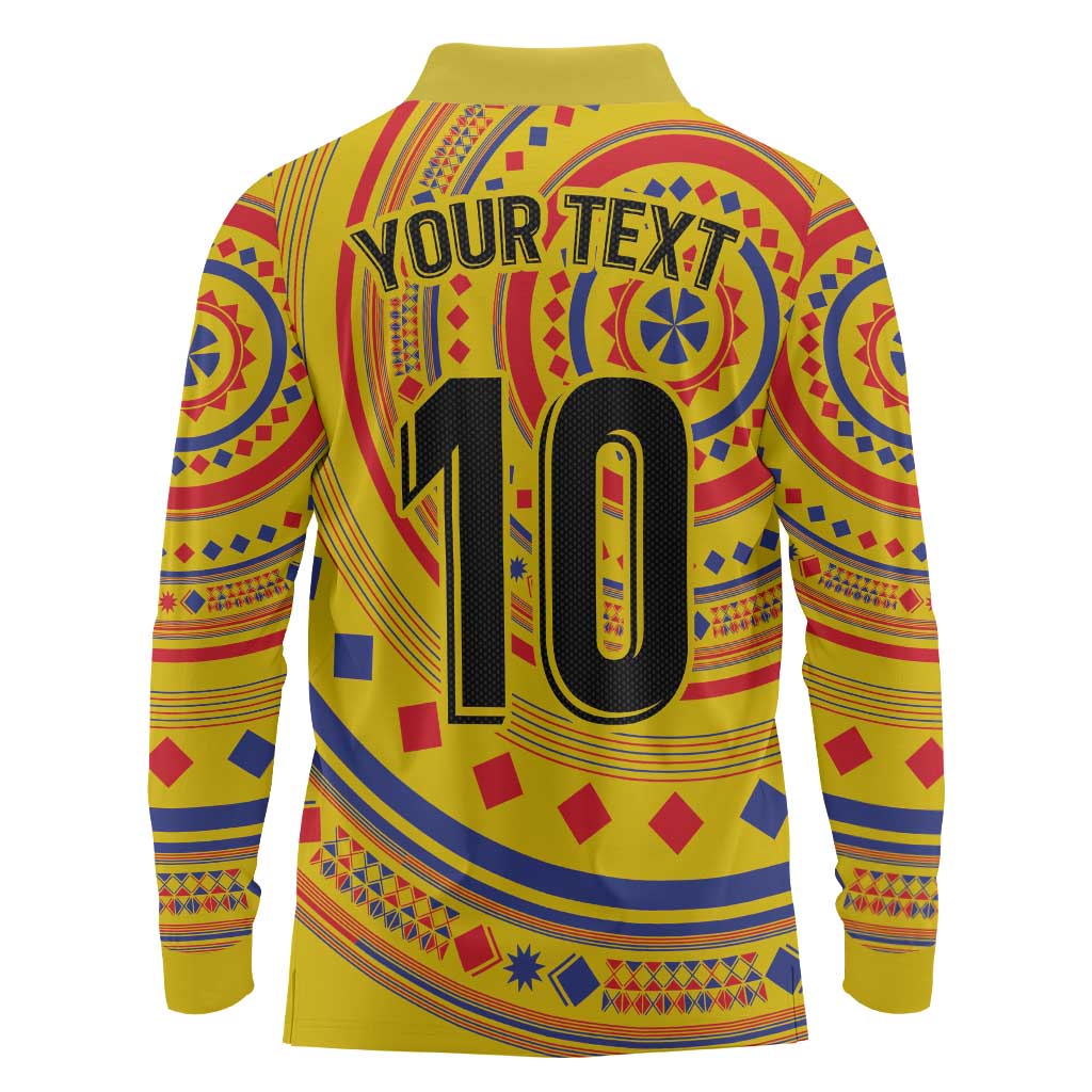 Custom Colombia Football Long Sleeve Polo Shirt Sporty Vueltiao Hat