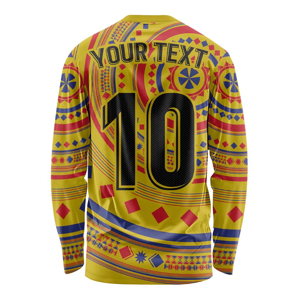 Custom Colombia Football Long Sleeve Shirt Sporty Vueltiao Hat