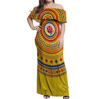 Custom Colombia Football Off Shoulder Maxi Dress Sporty Vueltiao Hat