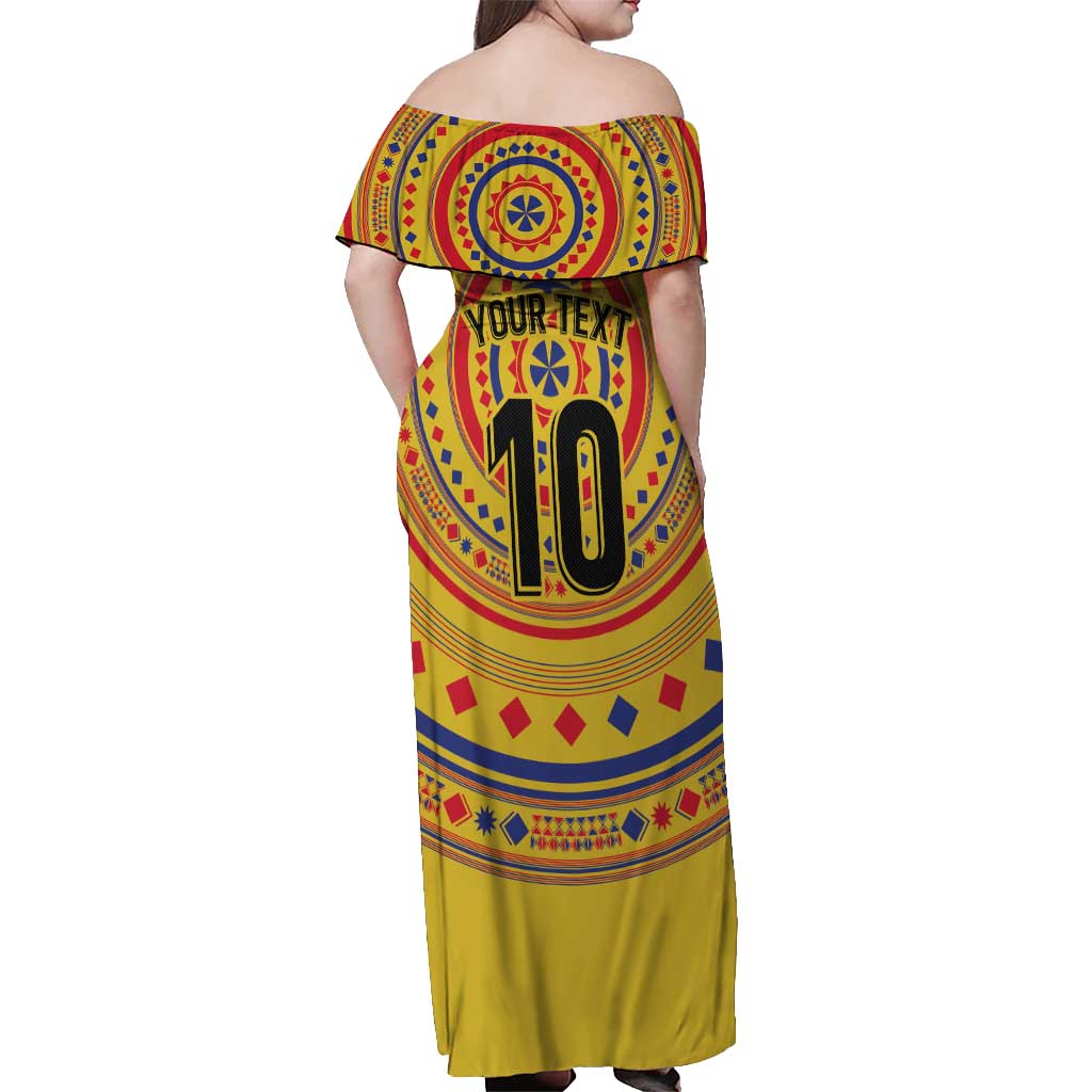 Custom Colombia Football Off Shoulder Maxi Dress Sporty Vueltiao Hat