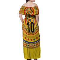 Custom Colombia Football Off Shoulder Maxi Dress Sporty Vueltiao Hat