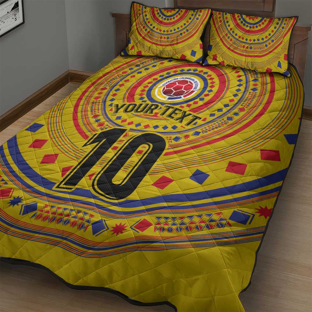 Custom Colombia Football Quilt Bed Set Sporty Vueltiao Hat